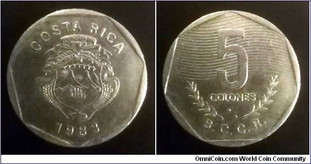 Costa Rica 5 colones. 1983