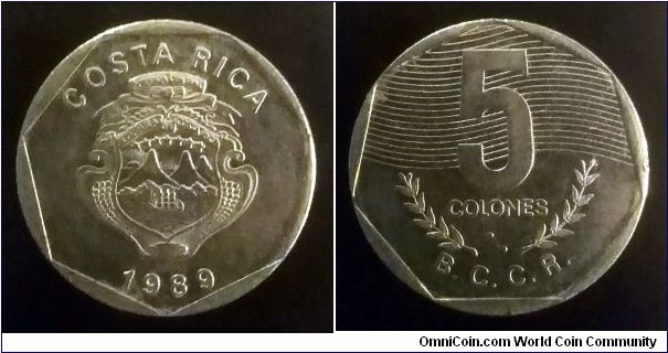 Costa Rica 5 colones. 1989