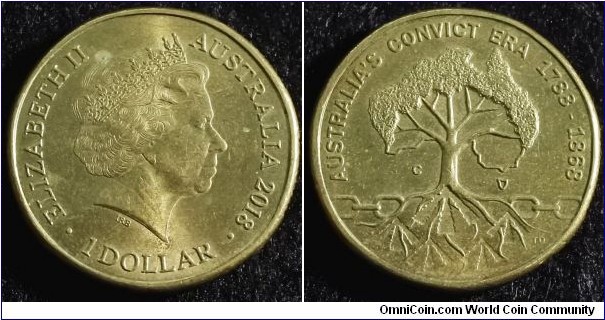 Australia 2018 1 dollar. Commemorating Australia's Convict Era. Mintmark C. NCLT. Pulled from circulation. Mintage: 83,840 total