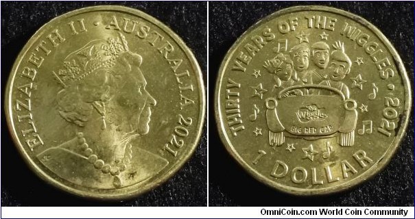 Australia 2021 1 dollar. Commemorating The Wiggles. 2021 Crew. NCLT. Pulled from circulation. Mintage: 500,000. 