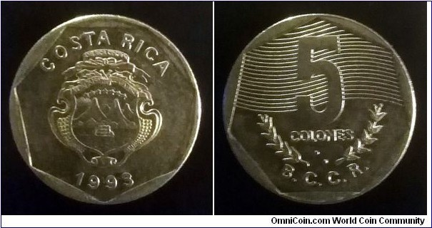 Costa Rica 5 colones. 1993