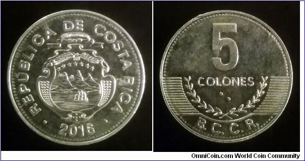 Costa Rica 5 colones. 2016