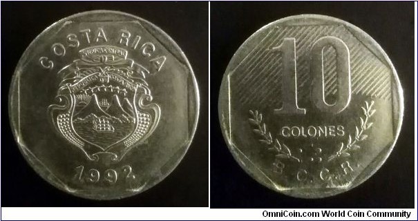 Costa Rica 10 colones. 1992 (II)