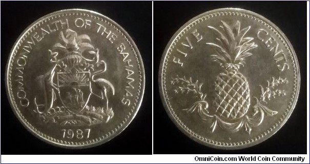 Bahamas 5 cents. 1987 (II)