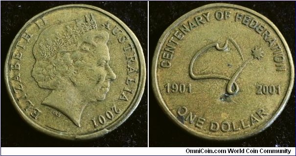 Australia 2001 1 dollar. COF. With cud. Found in circulation. 