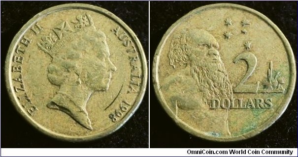 Australia 1998 2 dollars. With cud. Found in circulation.