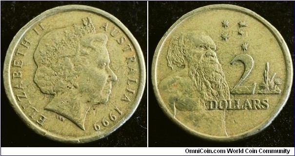 Australia 1999 2 dollars. With cud. Found in circulation.