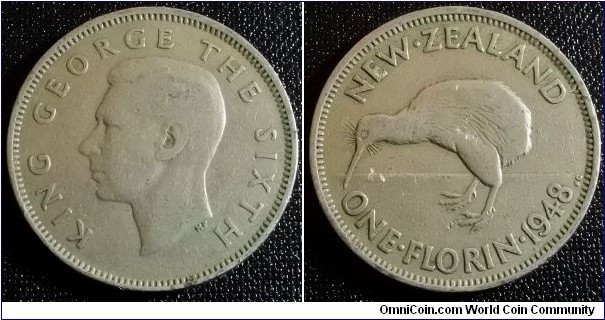 New Zealand 1948 florin. Found circulating in Australia in 2021! Weight: 11.22g