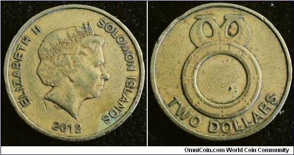 Solomon Islands 2012 2 dollars. Found circulating in Australia as 1 dollar. 