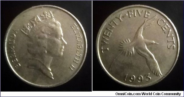 Bermuda 25 cents. 1993