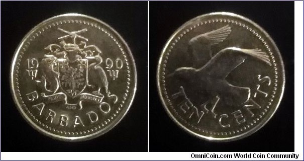 Barbados 10 cents. 1990