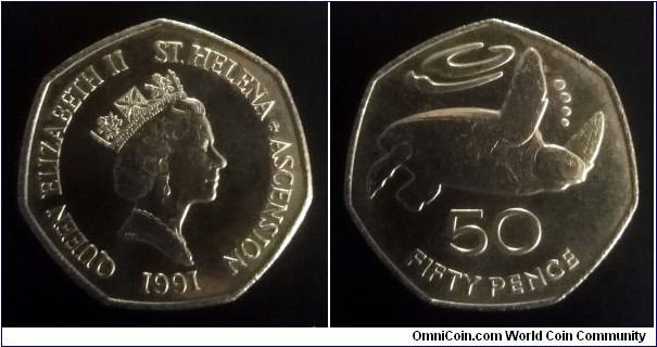 Saint Helena and Ascension 50 pence. 1991