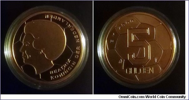 Netherlands 5 gulden. 2000, European Footbal Championship 2000. Proof. Mintage: 19.000 pcs.