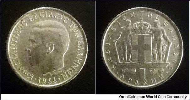 Greece 1 drachma. 1966, Kremnica mint (II)