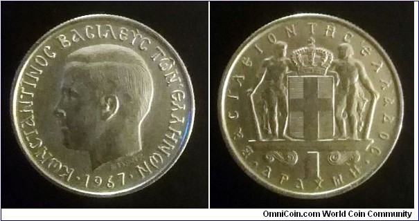 Greece 1 drachma. 1967, Kremnica mint (II)