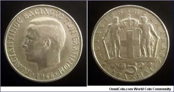 Greece 5 drachmai. 1967, Kremnica mint (II)