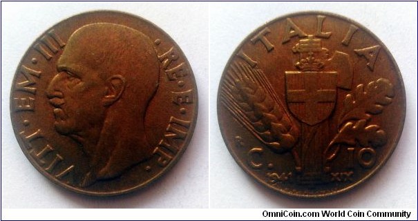 Italy 10 centesimi. 1941, Bronzital (X)