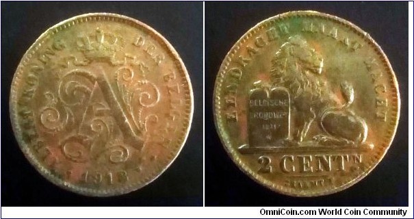 Belgium 2 centimes. 1912 (II)