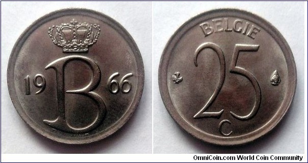 Belgium 25 centimes. 1966, Dutch text (II)