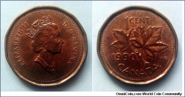 Canada 1 cent. 1990