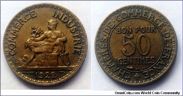 France 50 centimes. 1922 (III)