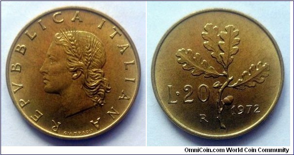 Italy 20 lire. 1972