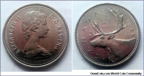 Canada 25 cents. 1985 (II)