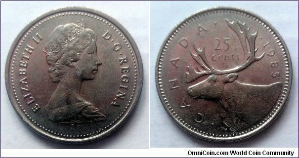 Canada 25 cents. 1985 (III)