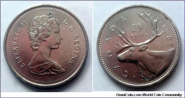 Canada 25 cents. 1987