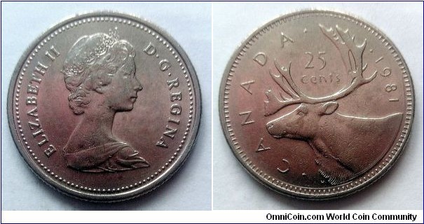 Canada 25 cents. 1981