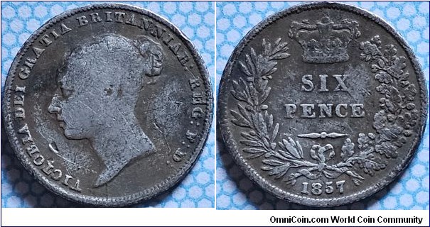 1857 sixpence, unlisted VICTOBIA error