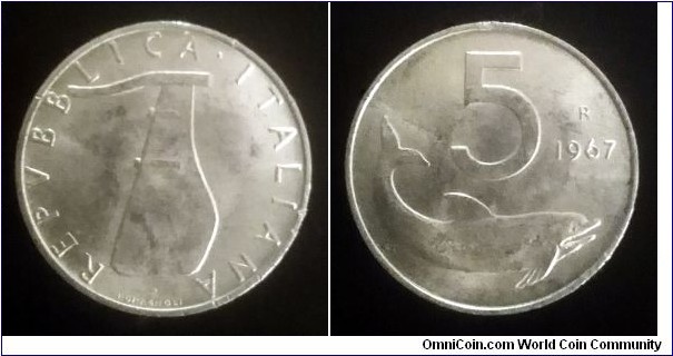 Italy 5 lire. 1967