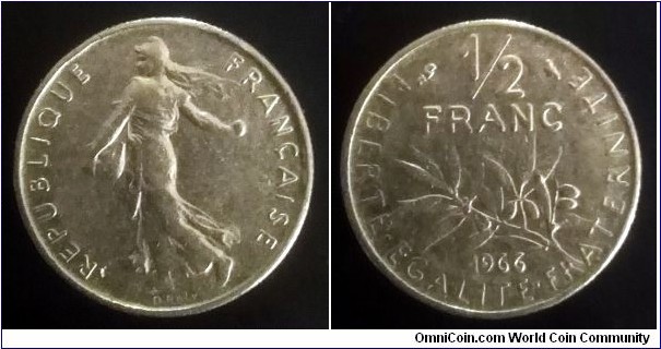 France 1/2 franc. 1966