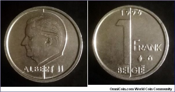 Belgium 1 franc. 1996, Dutch text.