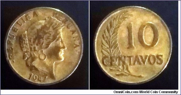 Peru 10 centavos. 1947