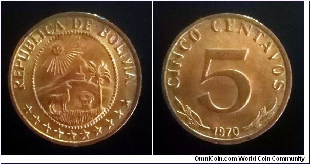 Bolivia 5 centavos. 1970, Mintage: 100.000 pcs.