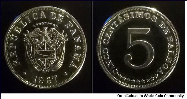 Panama 5 centesimos. 1967, Proof. San Francisco Mint. Mintage: 12.701 pcs.