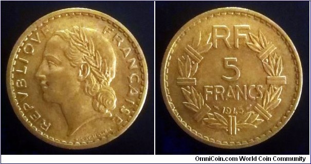 France 5 francs. 1945 C - Castelsarasin