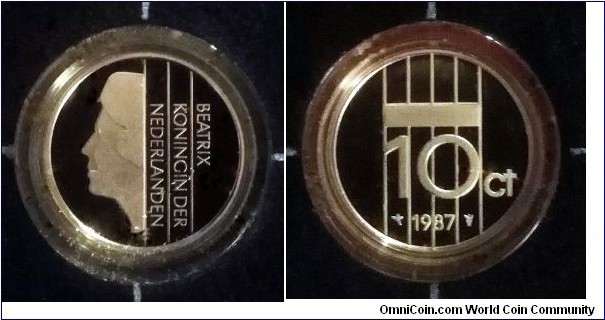 Netherlands 10 cents. 1987, Proof. Mintage: 18.000 pcs.