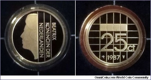 Netherlands 25 cents. 1987, Proof. Mintage: 18.000 pcs.