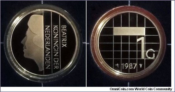 Netherlands 1 gulden. 1987, Proof. Mintage: 18.000 pcs.