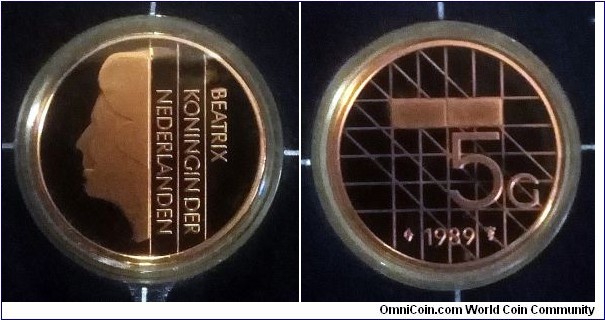 Netherlands 5 gulden. 1989, Proof (II)