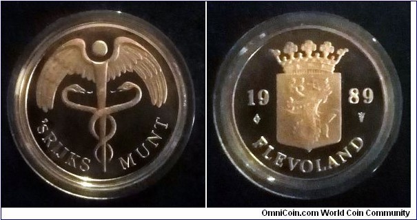 Netherlands - Mint token from 1989 proof coin set. Coat of arms of the province Flevoland on reverse (II)