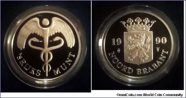 Netherlands - Mint token from 1990 proof coin set. Coat of arms of the province North Brabant on reverse.