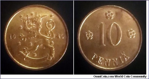 Finland 10 pennia. 1940