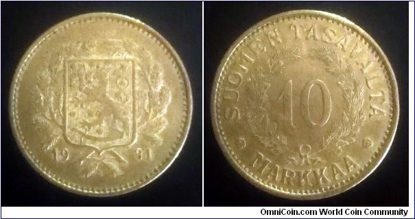 Finland 10 markkaa. 1931