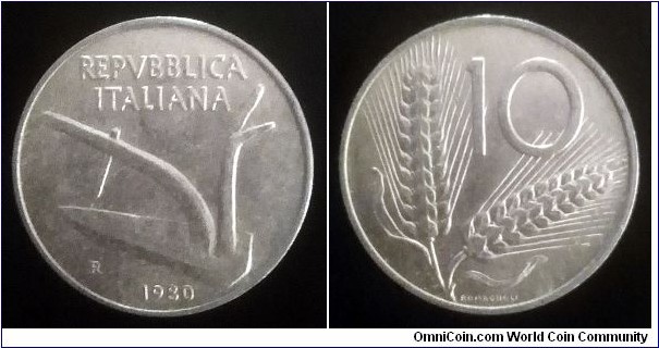 Italy 10 lire. 1980 (II)