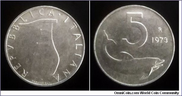 Italy 5 lire. 1973