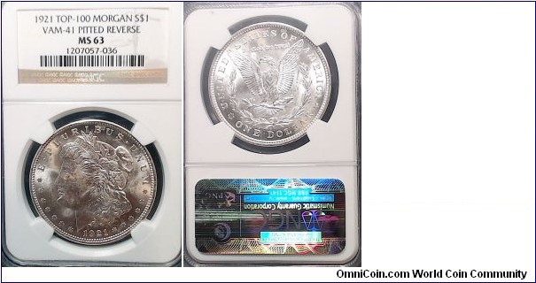 top 100 Morgan VAM-41 Pitted reverse NGC MS63