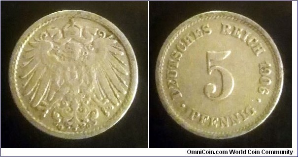 German Empire 5 pfennig. 1906 G